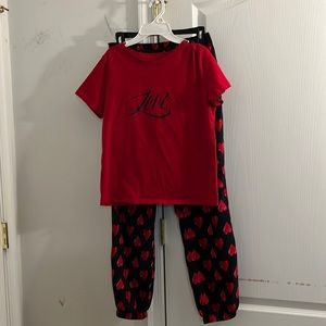 Victoria’s Secret Joggers pajama set Black with red hearts size extra small